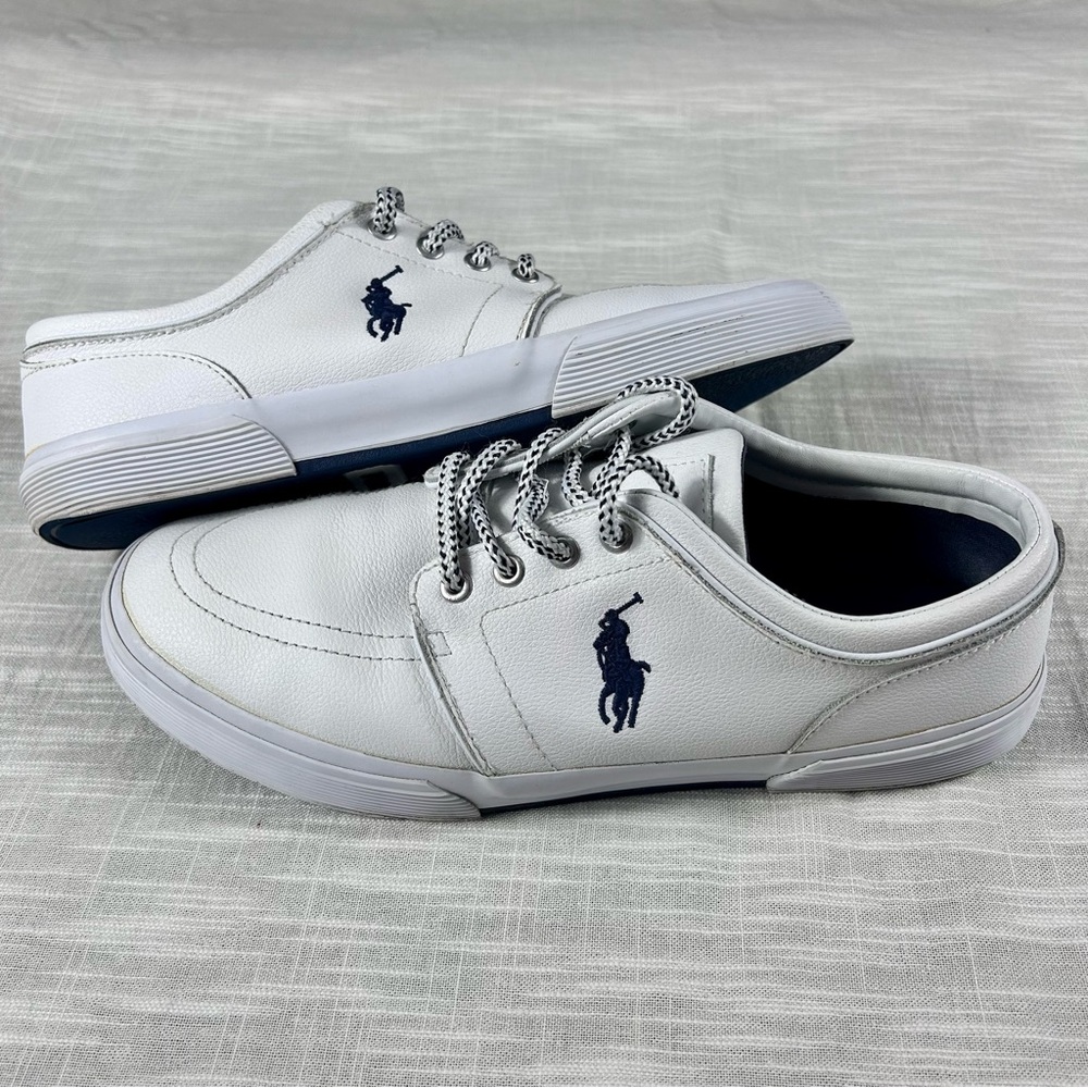 **SOLD**Polo Ralph Lauren Faxon Low White Genuine Leather lace up Mens shoes - Picture 5 of 16